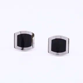 14K WHITE GOLD SQUARE ONYX CUFFLINKS