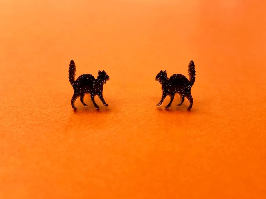 Black Cat Stud Earrings