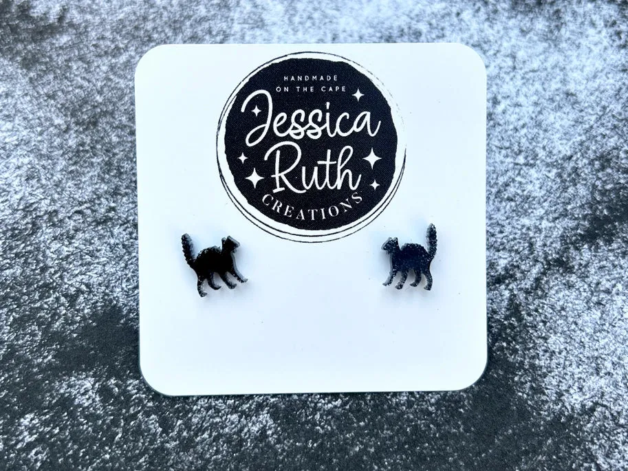 Black Cat Stud Earrings