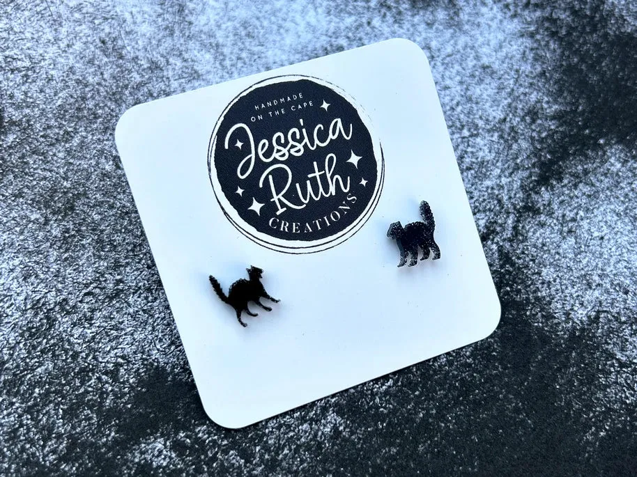 Black Cat Stud Earrings