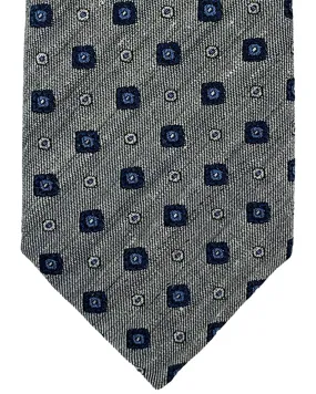 Canali Silk Tie Gray Blue Mini Geometric