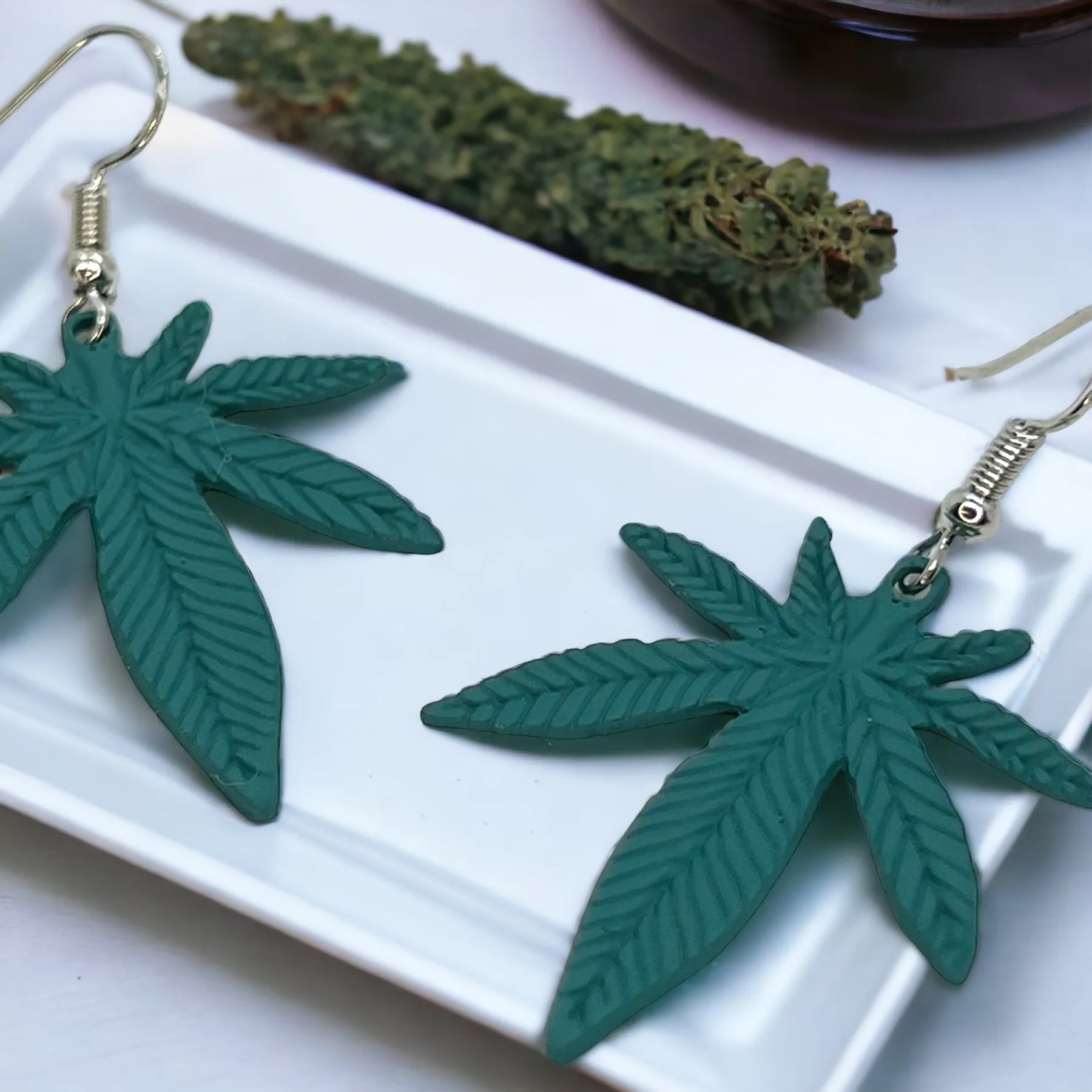 Cannabis Earrings - Weed Earrings, Ganja Studs, Mary Jane, Handmade Earrings, Marijuana Earrings, 420 Accessories