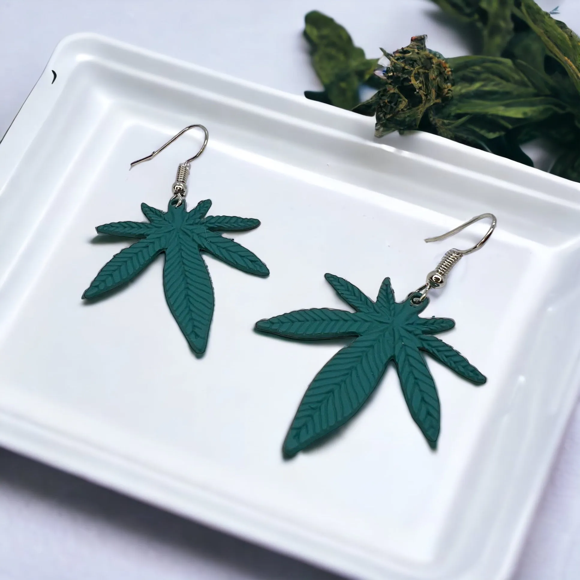 Cannabis Earrings - Weed Earrings, Ganja Studs, Mary Jane, Handmade Earrings, Marijuana Earrings, 420 Accessories