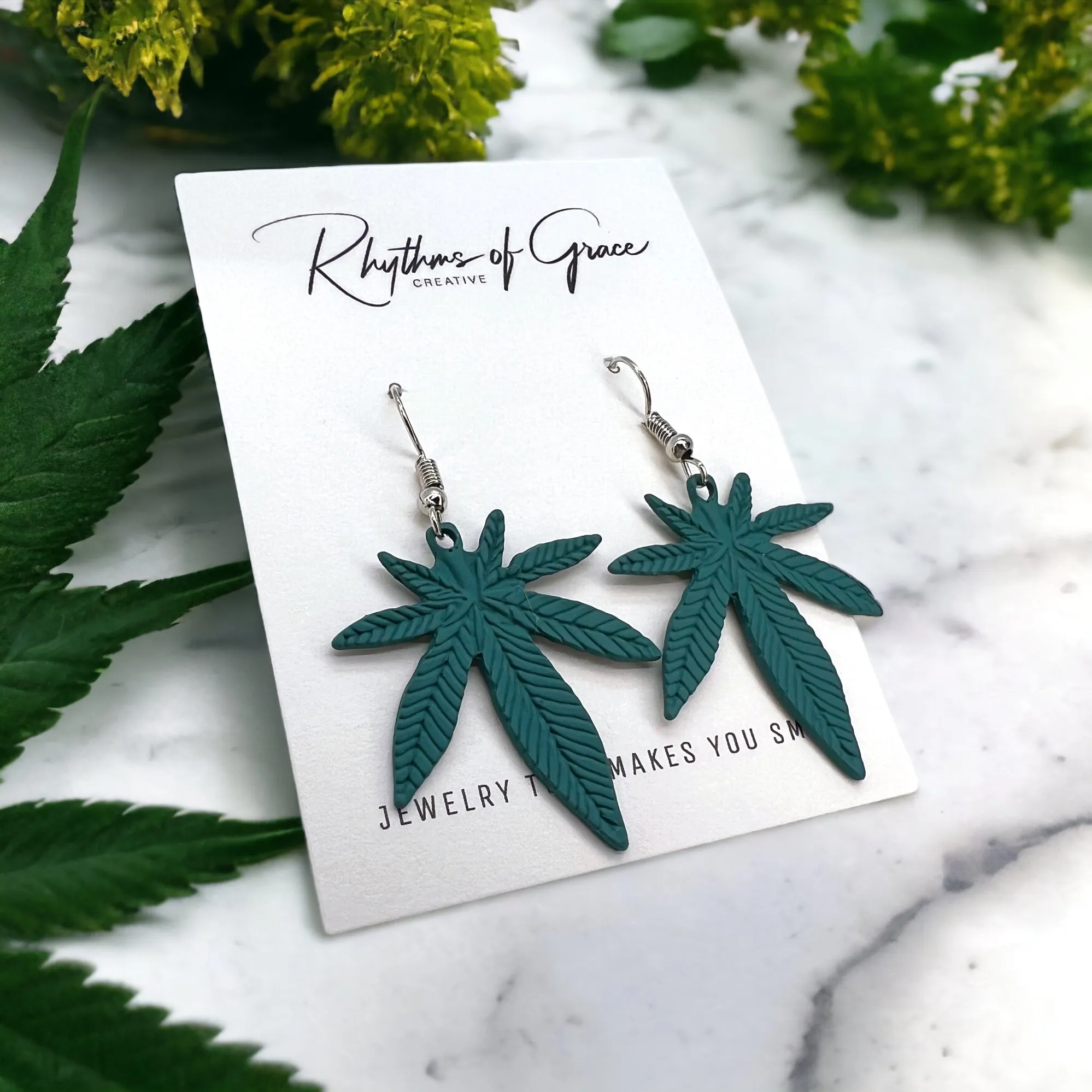 Cannabis Earrings - Weed Earrings, Ganja Studs, Mary Jane, Handmade Earrings, Marijuana Earrings, 420 Accessories