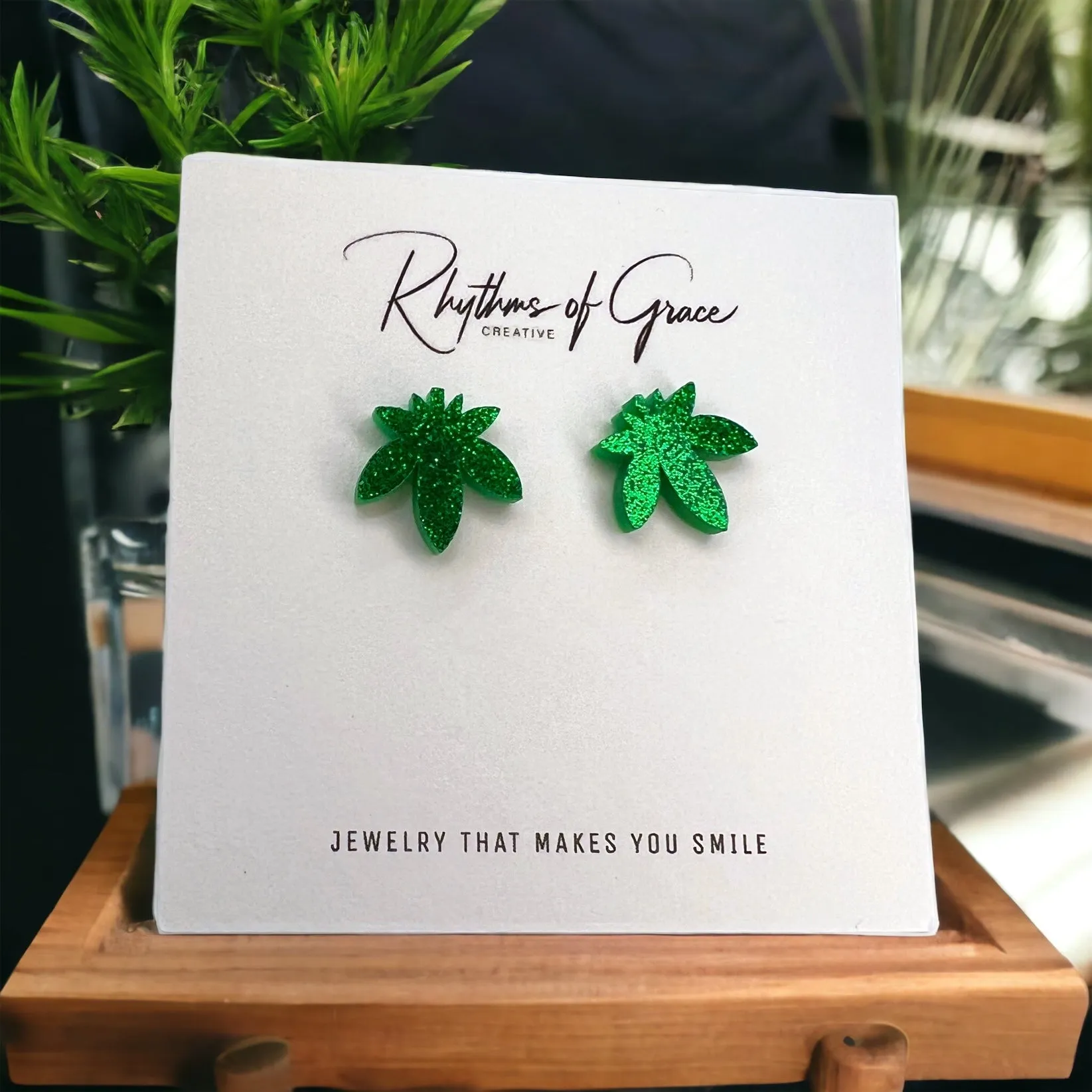 Cannabis Earrings - Weed Earrings, Ganja Studs, Mary Jane, Handmade Earrings, Marijuana Earrings, 420 Accessories