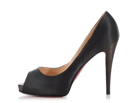 Christian Louboutin Gray Satin and Snakeskin Peep Toe Pumps