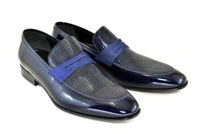 Corrente Patent Leather Penny Loafer Navy