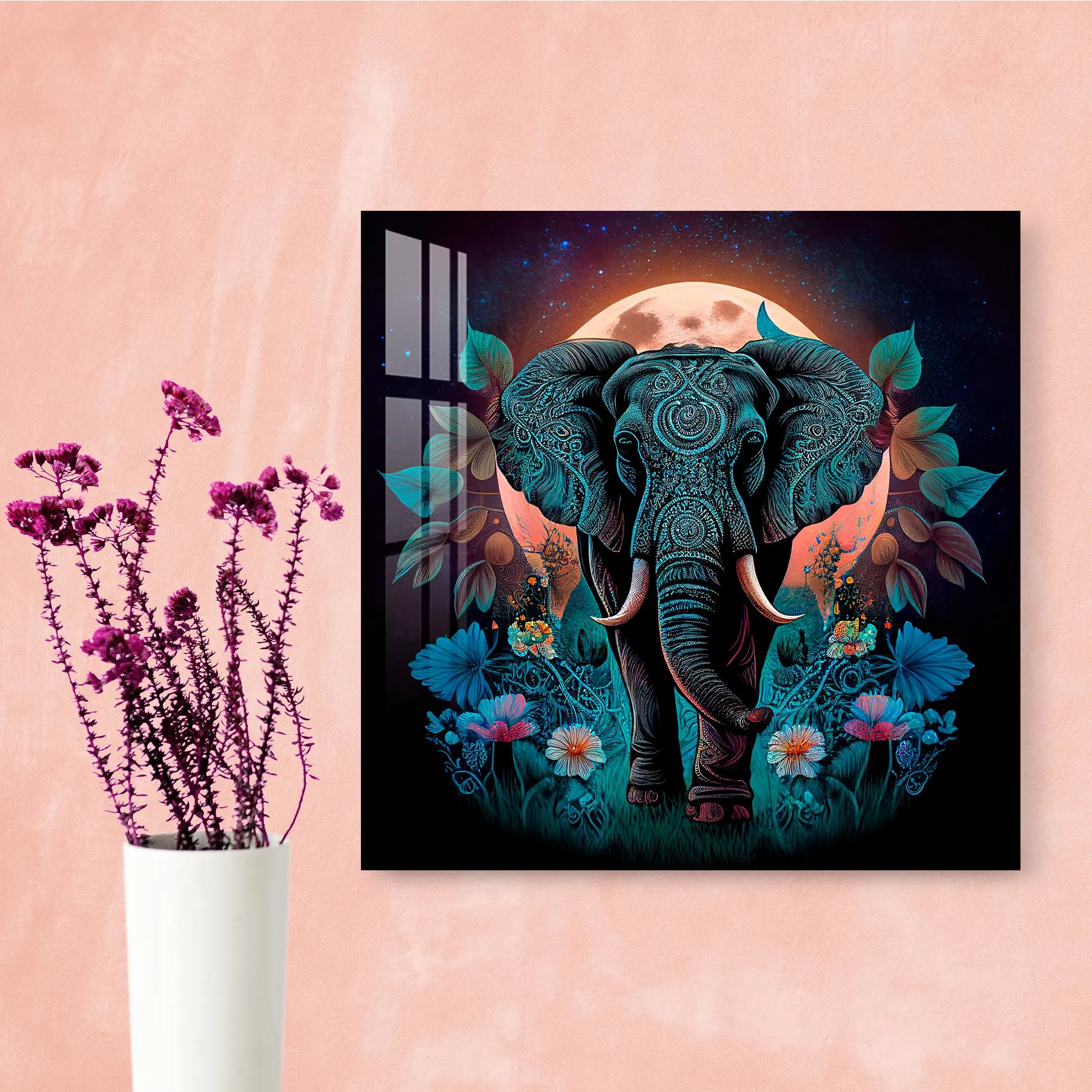 Decorated Elephant Acrylic Wall Art