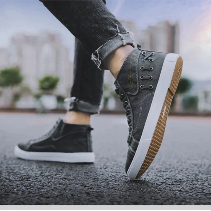 Denim Canvas Men's Sneakers Casual High Top Shoes