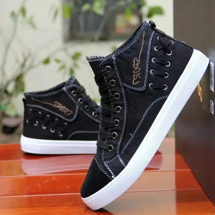 Denim Canvas Men's Sneakers Casual High Top Shoes