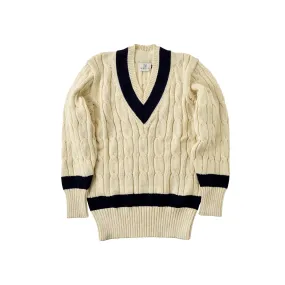 Fox Cricket Club Ecru Sweater with Azul Blue Stripes