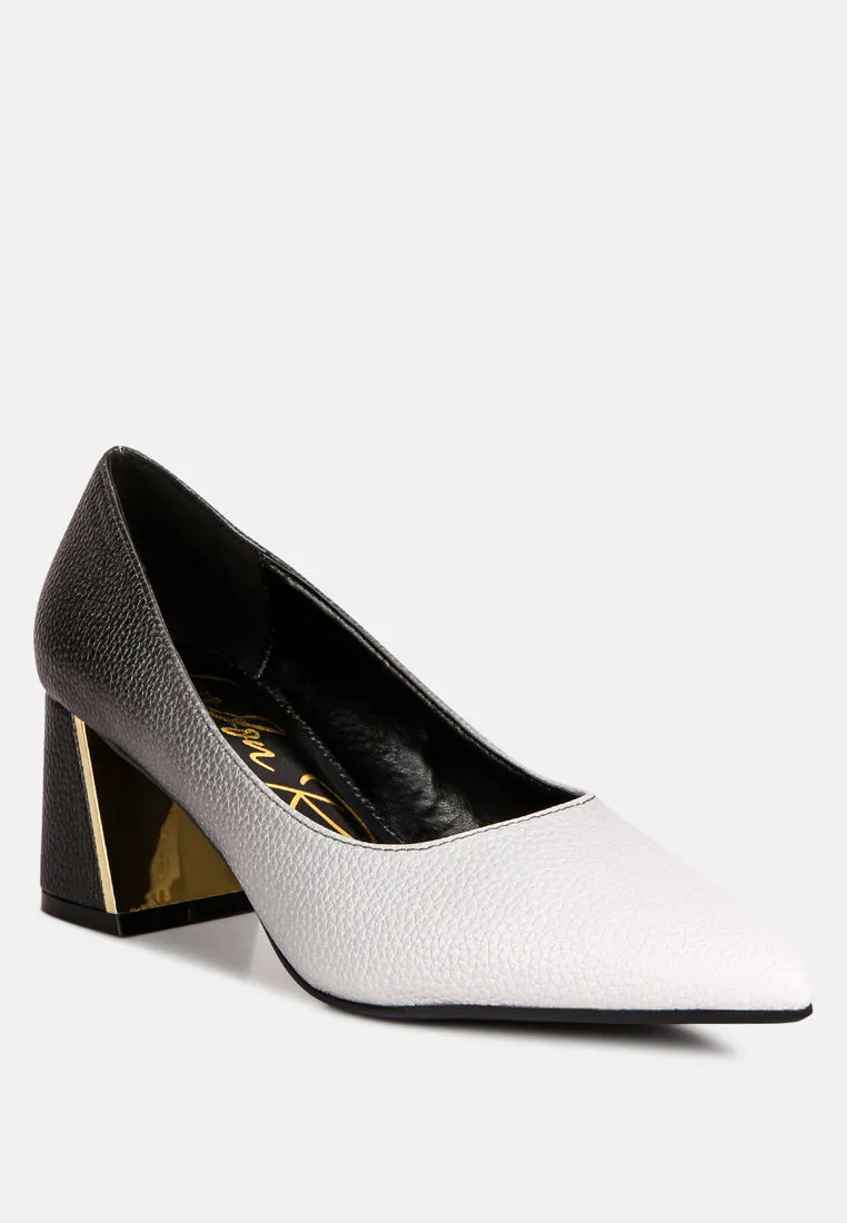 Harlow Metallic Accent Block Heel Pumps By Ruw