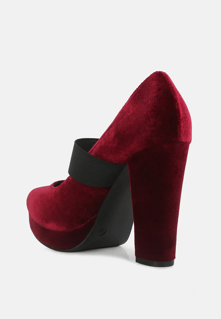 Krause High Block Heel Velvet Pumps By Ruw