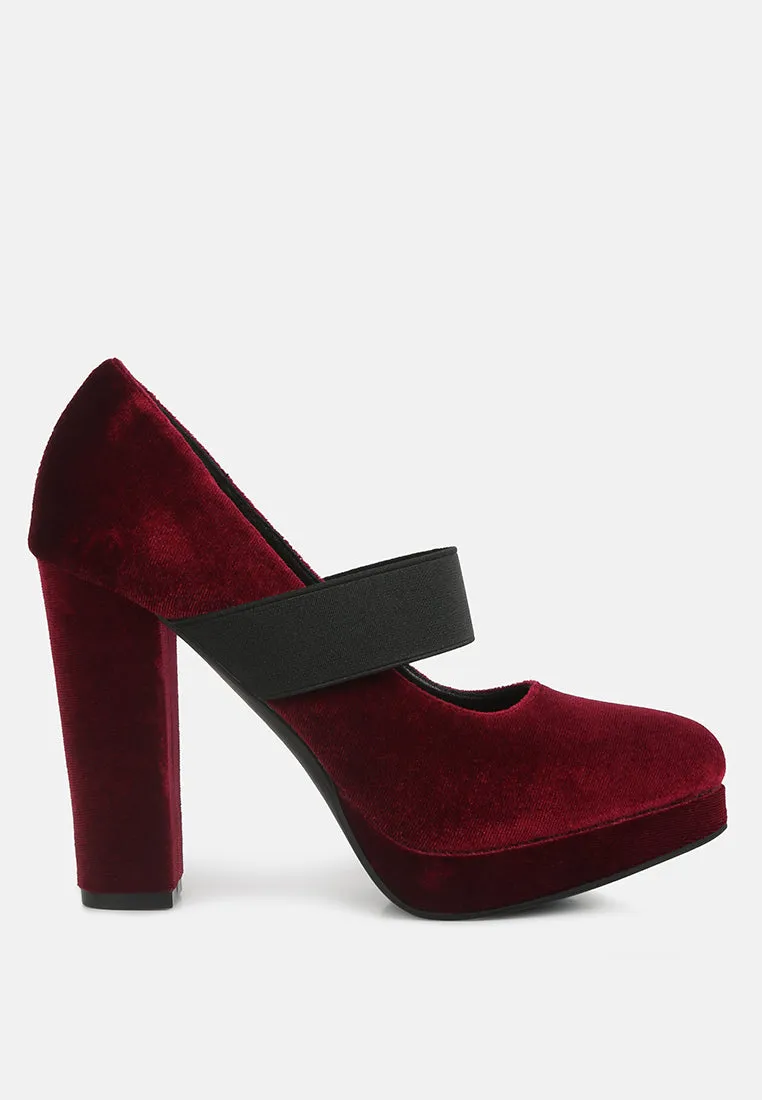 Krause High Block Heel Velvet Pumps By Ruw