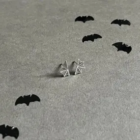 Sterling Silver Halloween Half Cobweb / Spiderweb Stud Earrings